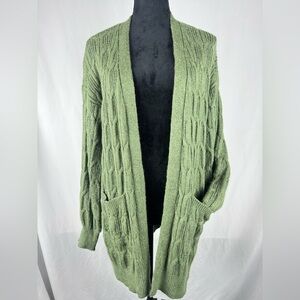Time & Tru Knit Cardigan with Pockets in Green